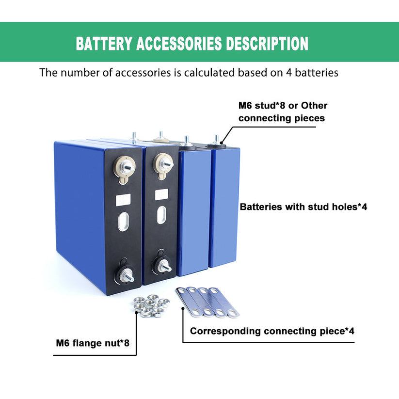 3.2V 120Ah 4PCS Lifepo4 Battery Cell 3500+Cycle life Rechargeable For DIY 12V 24V 48V 120Ah Battery Pack Solar Wind Energy Storage System