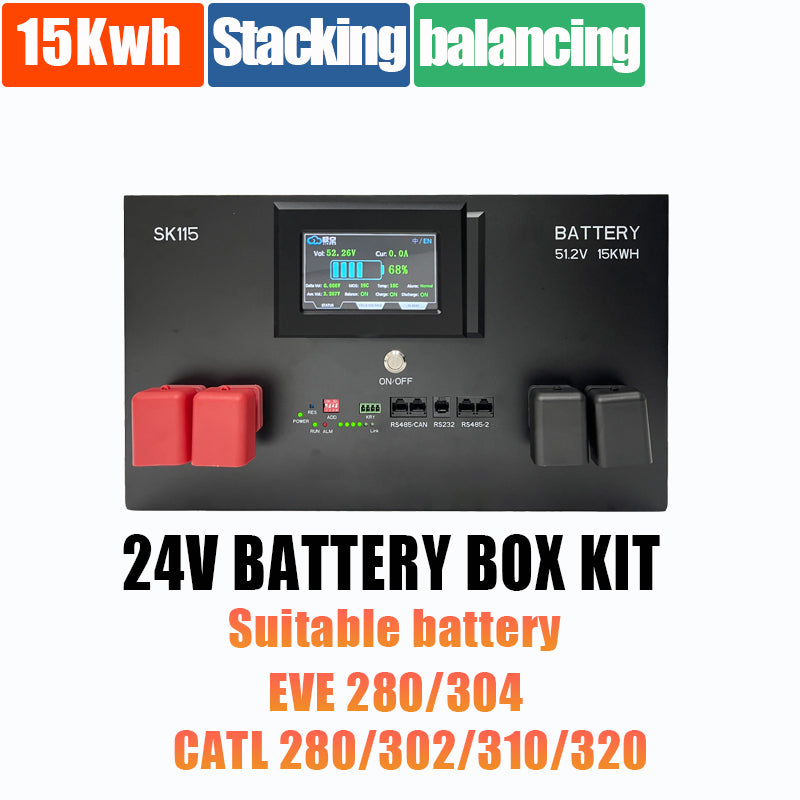 DIY 24V Battery Kit Active Balancer Power Lithium Ion Cells Case 200A Solar System