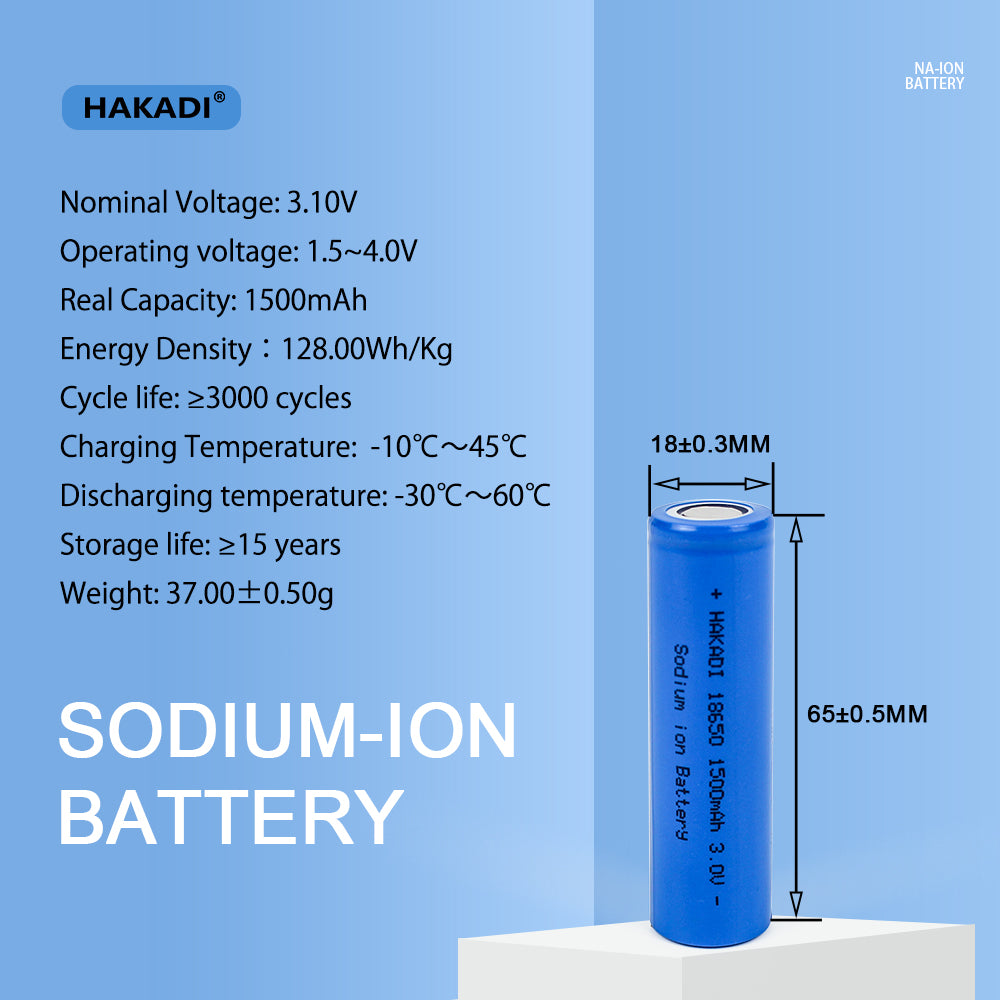 18650 Sodium-ion Battery 3V 1500mAh 1.5Ah Rechargeable Na-ion Cell Cycle Life 3000+ 100% Original For E-bike Power Tools