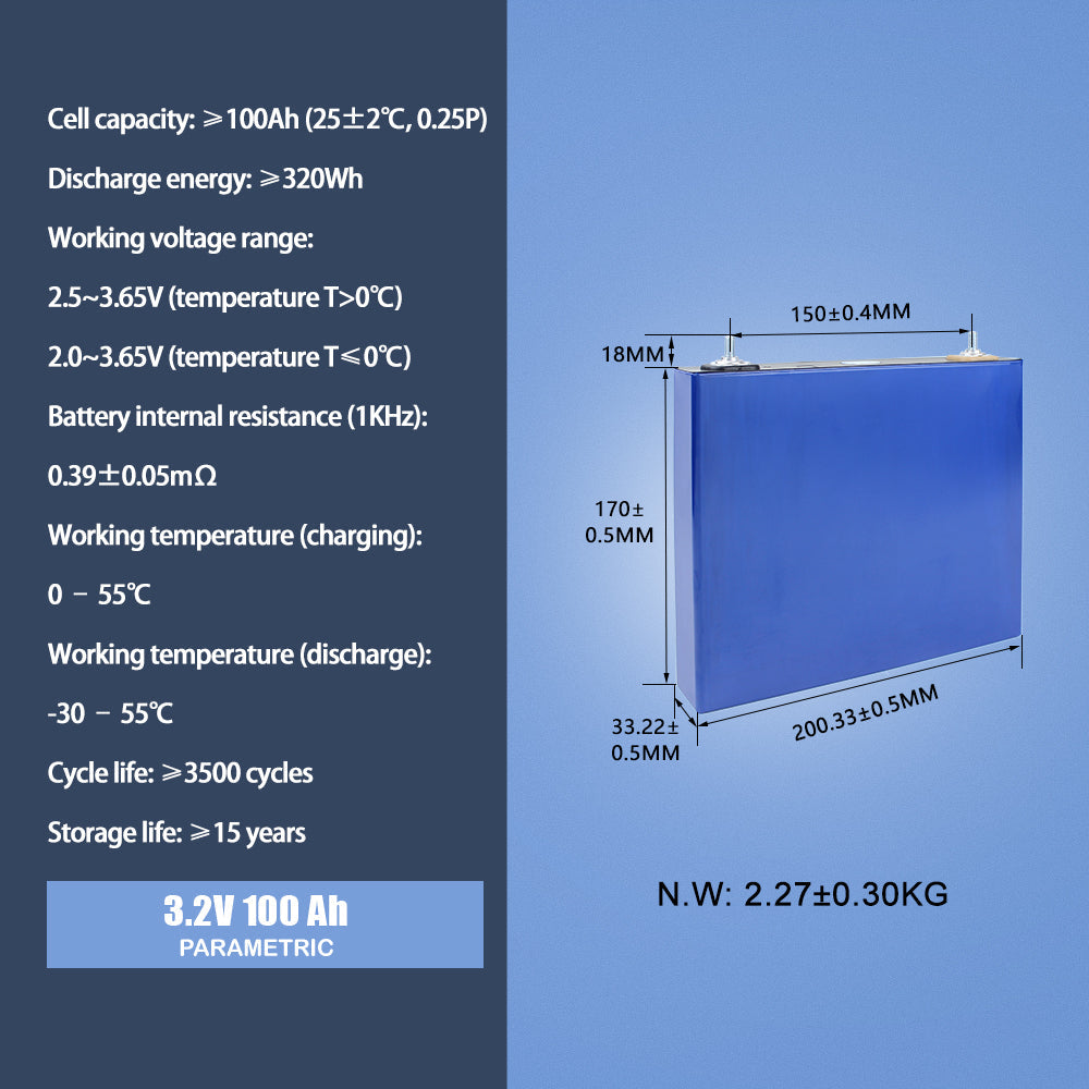 3.2.V 100Ah Grade A Lifepo4 Lithium Iron Phosphate Battery LFP Cell For Golf carts RV EV Battery Pack